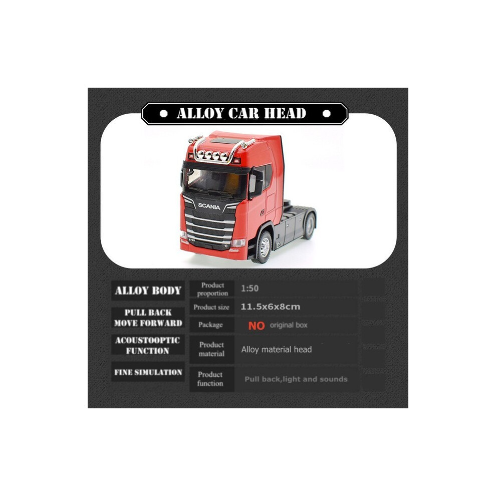 (Red Truck Head) 1:50 Simulation Alloy Diecast Large Truck Head Model Container Toy Pull Back Sound Light Engineering-image-OPC-PG8W9GB-NEW