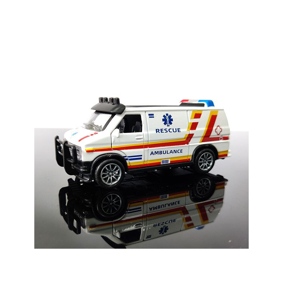 Maxpower (White) Van Police Car Model Simulation Alloy Toy Pull Back Car White