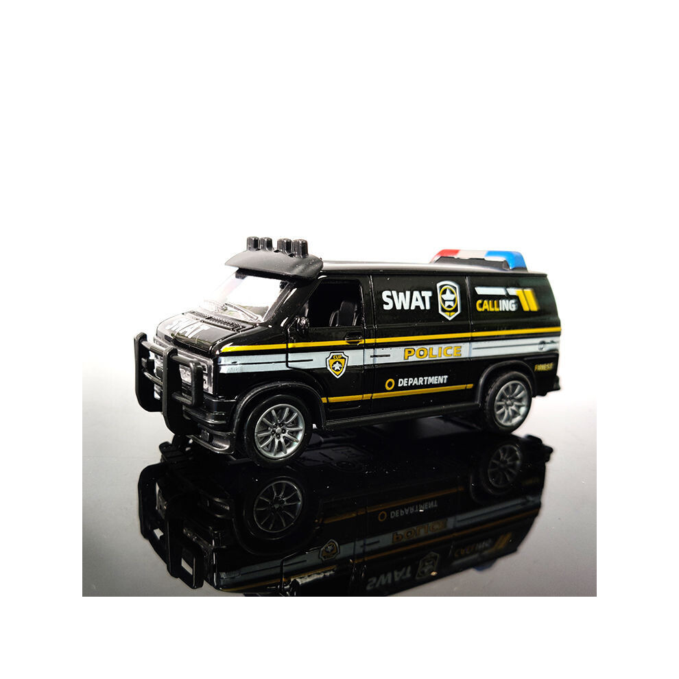 Maxpower (Black) Van Police Car Model Simulation Alloy Toy Pull Back Car Black