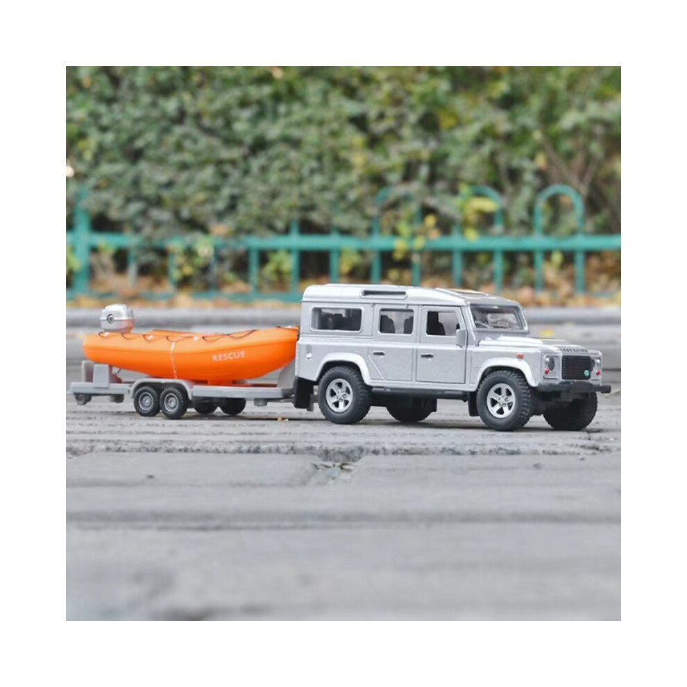 Maxpower (Silvery) 1/32 Alloy Truck Transport Car Vehicles Model Diecasts Toy Travel Touring Car Yacht Trailer Car Model