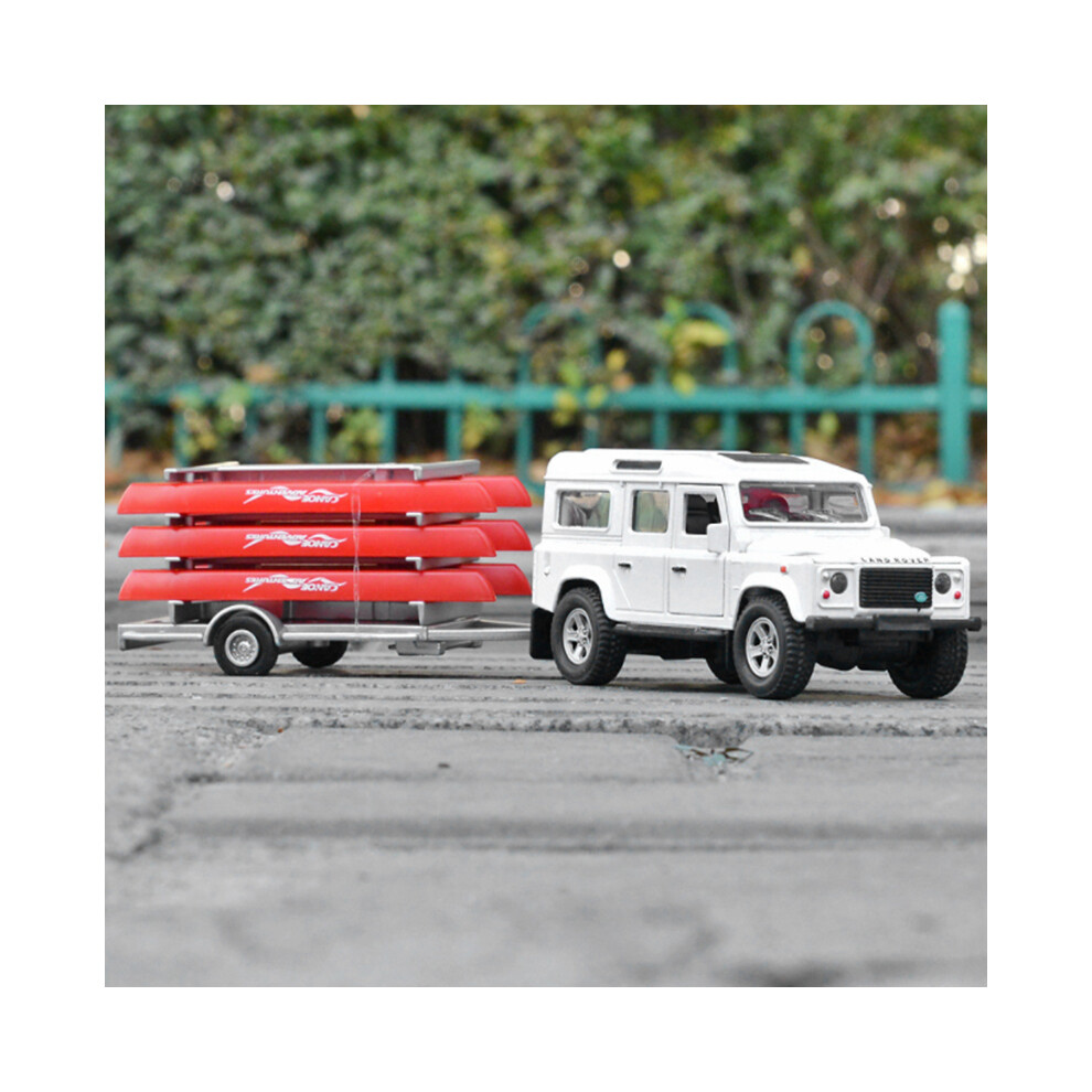 Maxpower (White) 1/32 Alloy Truck Transport Car Vehicles Model Diecasts Toy Travel Touring Car Yacht Trailer Car Model White