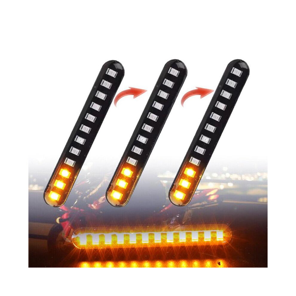 Maxpower 2Pcs 12 Led Moto Signal Lights Sequential Water Flowing Mini Strips Motorcycle Car Strips Led Turn Signal Lights Sticker