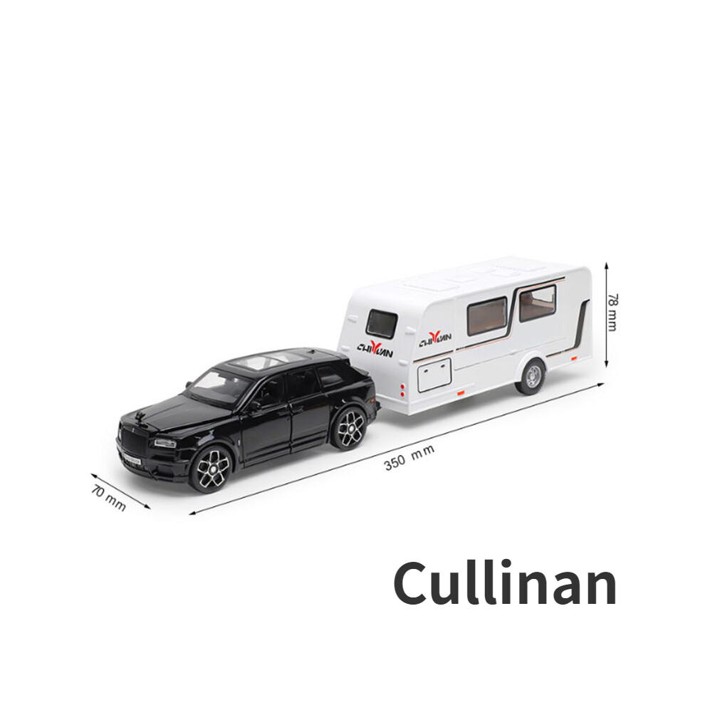 Maxpower (Black Cullinan) 1/32 Trailer Rv Truck Toy Model Car Alloy Diecast Off-Road Vehicle Camper With Sound Light Toy Car Model