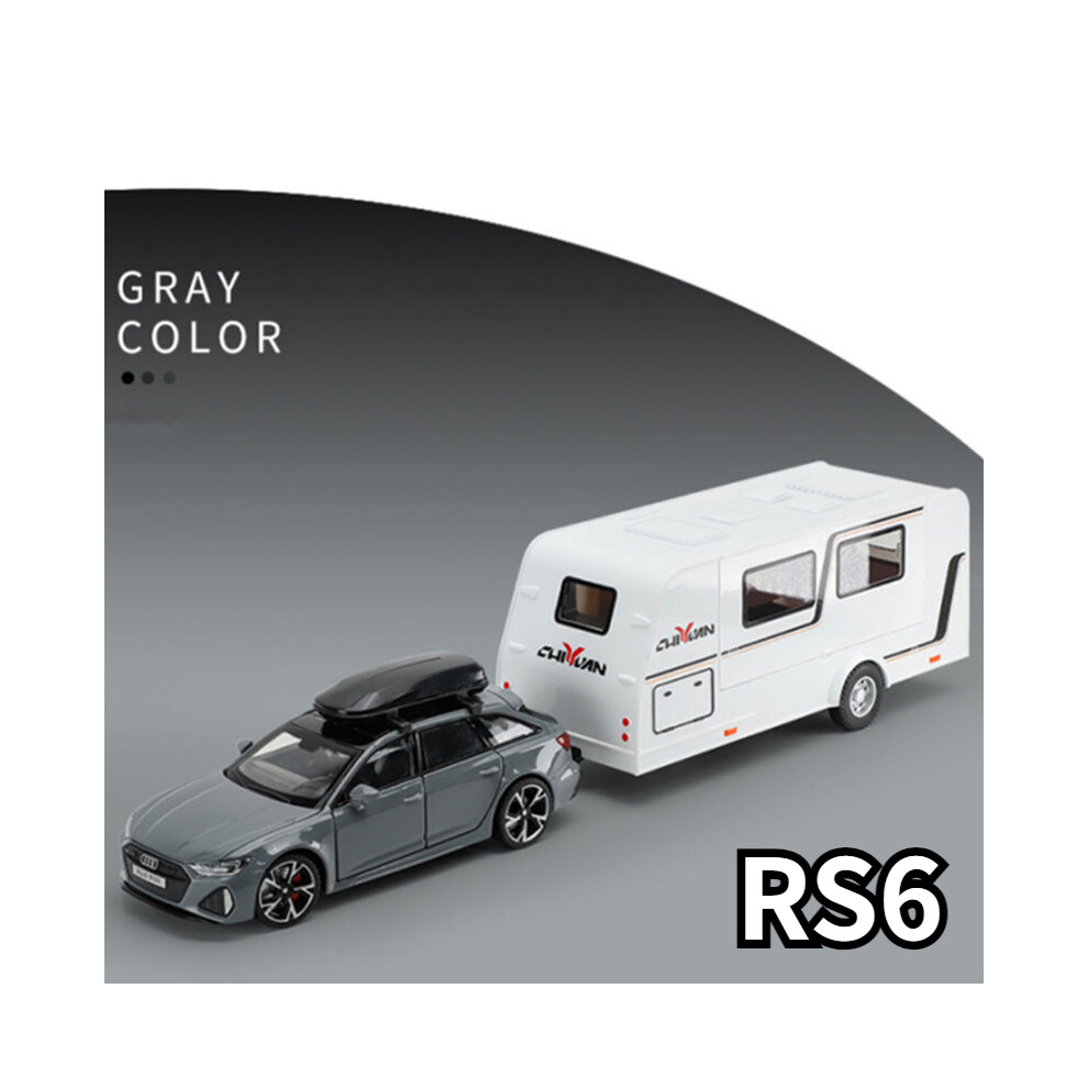 Maxpower (Gray Rs6) 1/32 Trailer Rv Truck Toy Model Car Alloy Diecast Off-Road Vehicle Camper With Sound Light Toy Car Model