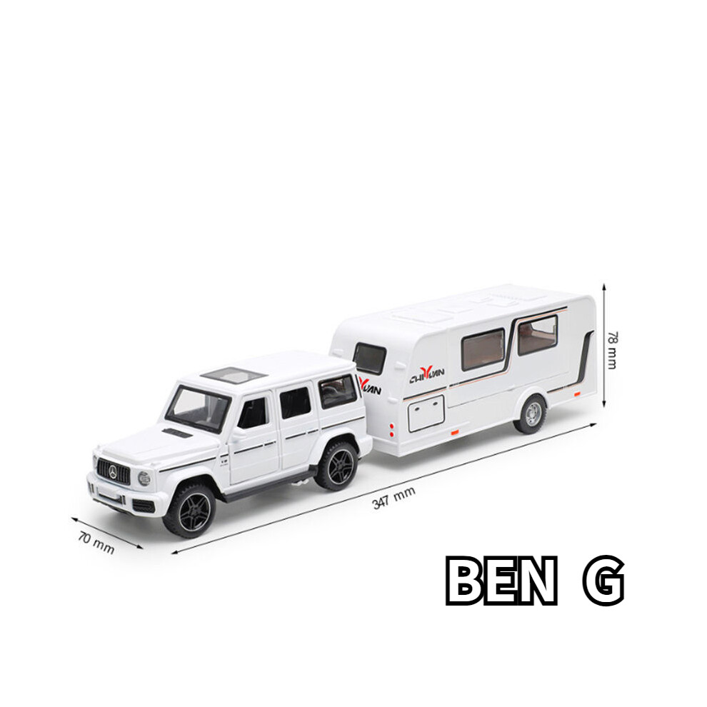 (White Bens  G) 1/32 Trailer RV Truck Toy Model Car Alloy Diecast Off-road Vehicle Camper with Sound Light Toy Car Model-image-OPC-PG8WB7F-NEW
