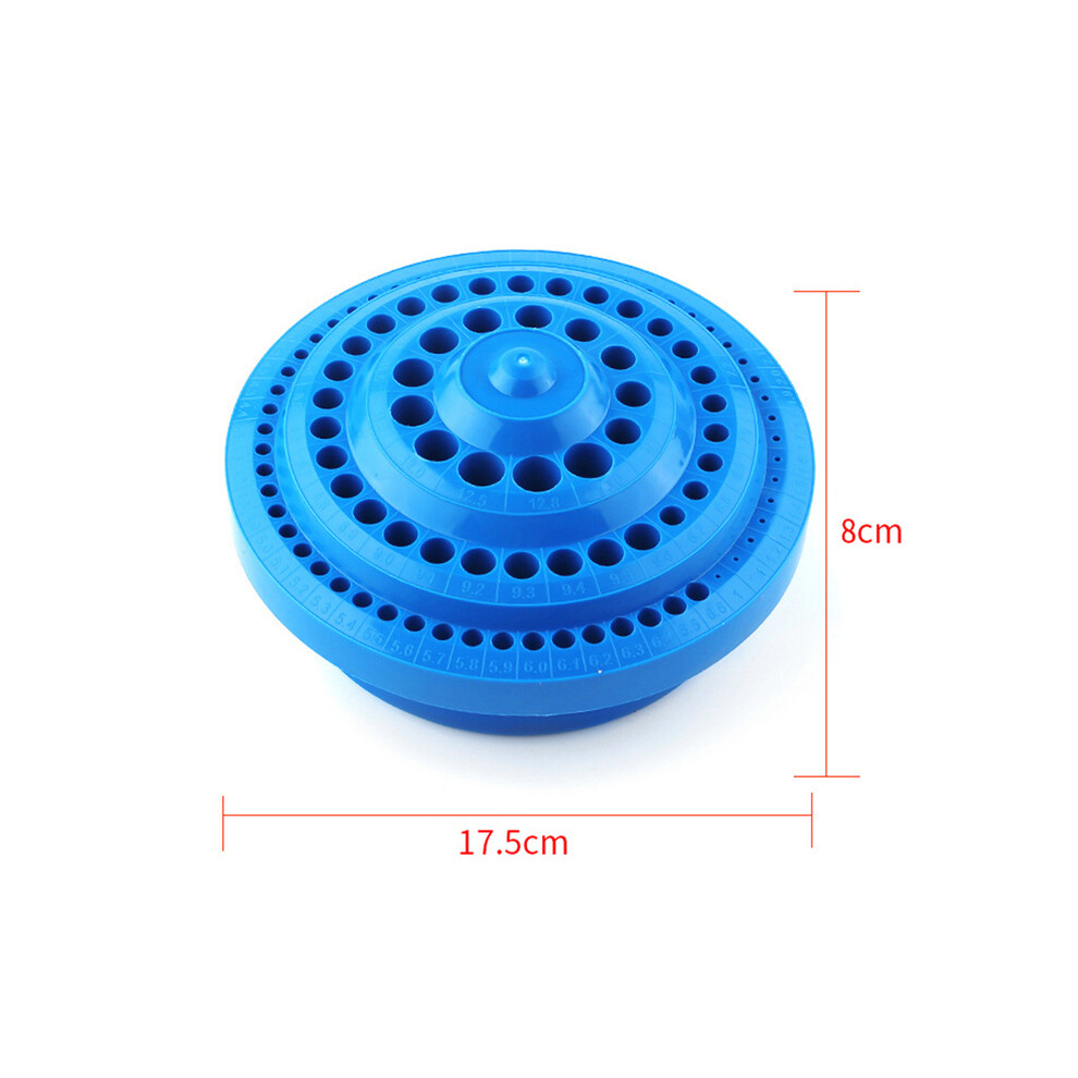 (bule) Hot 1pcs Round Shape Plastic Hard 100pcs 1-13mm Drill Bit Storage Case Stand Blue Hole Bore Plastic Organizer Container