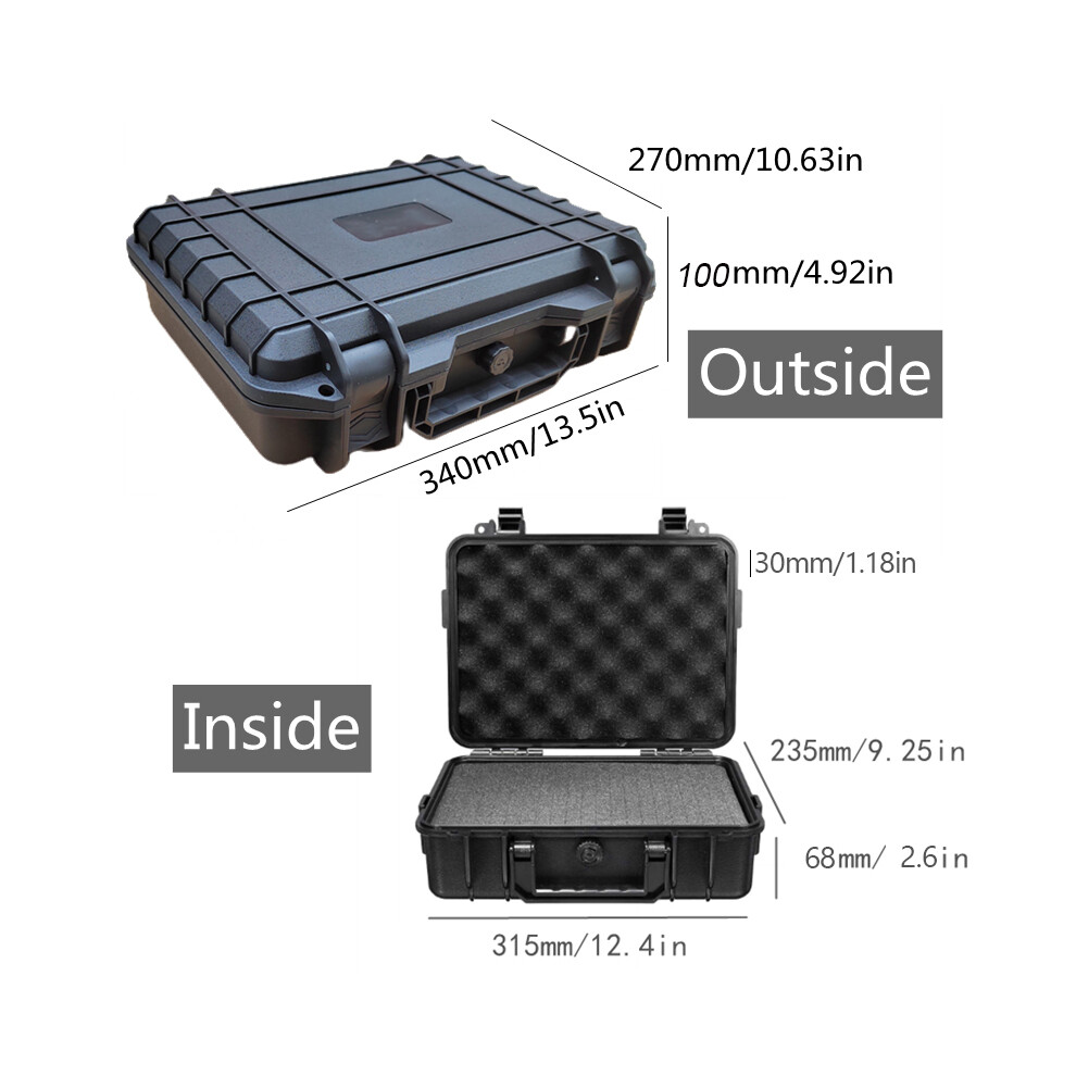 (340x270x100mm) Waterproof Hard Carry Case Bag Tool Box with Sponge Storage Box Safety Protector Organizer Hardware Toolbox Plastic Tool