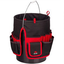 (Red) Bucket Organizer Pouch Storage Bag 42 Grids Pocket Gardening Tool Bag Garden Tool Pouch Hand Tool Bag Planting Props Basket