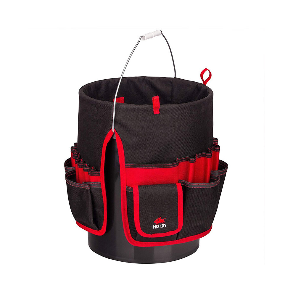 (Red) Bucket Organizer Pouch Storage Bag 42 Grids Pocket Gardening Tool Bag Garden Tool Pouch Hand Tool Bag Planting Props Basket
