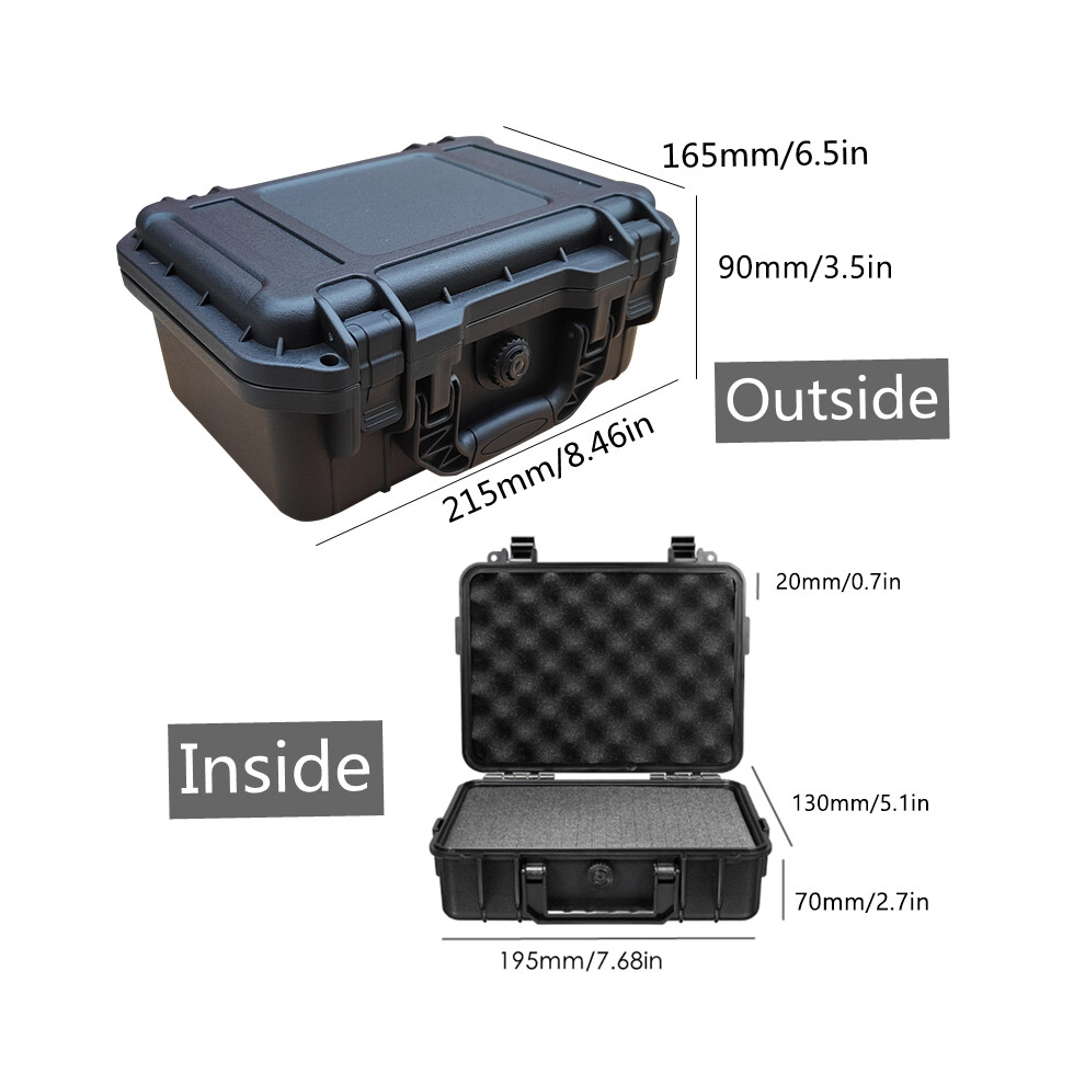 (215x165x95mm) Waterproof Hard Carry Case Bag Tool Box with Sponge Storage Box Safety Protector Organizer Hardware Toolbox Plastic Tool