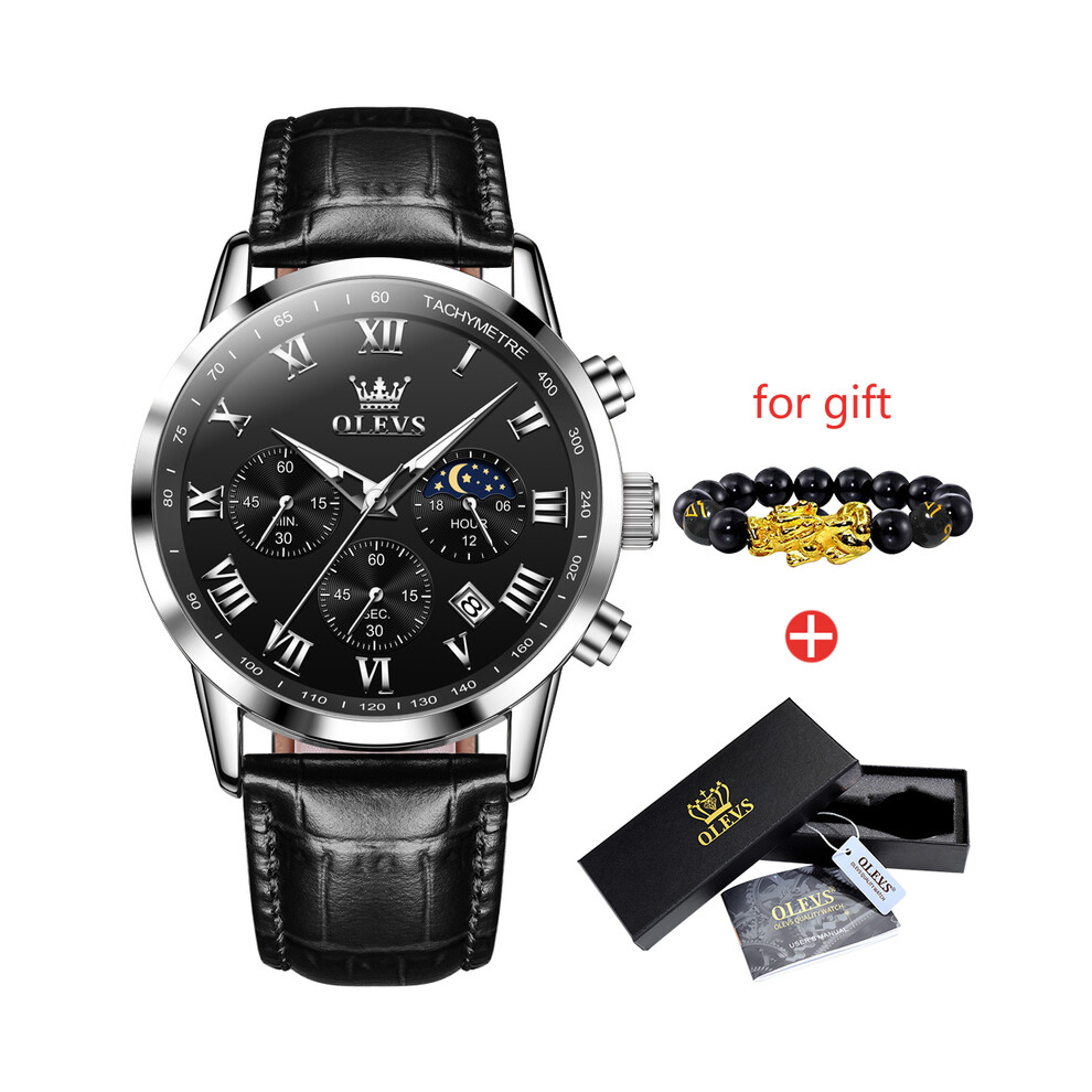 Maxpower (Hpbh) Men's Watches Leather Classic Analog Quartz Watch For Man 3Atm Waterproof Wrist Watch Multifunction Chronograph Brown
