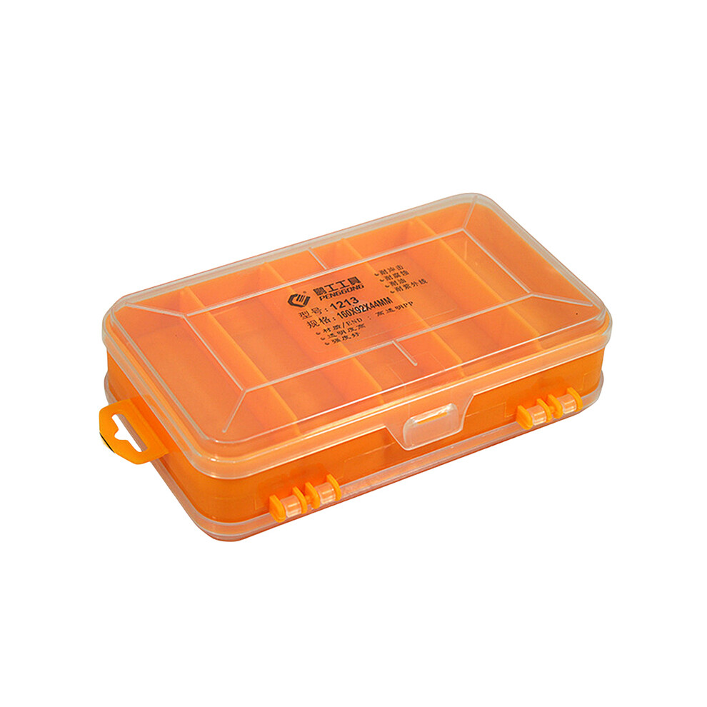 (Yellow) Double-Side Hardware Organizer Box Multifunctional Plastic Storage Tool Case Rectangle Box Case for Electronic Parts Screw