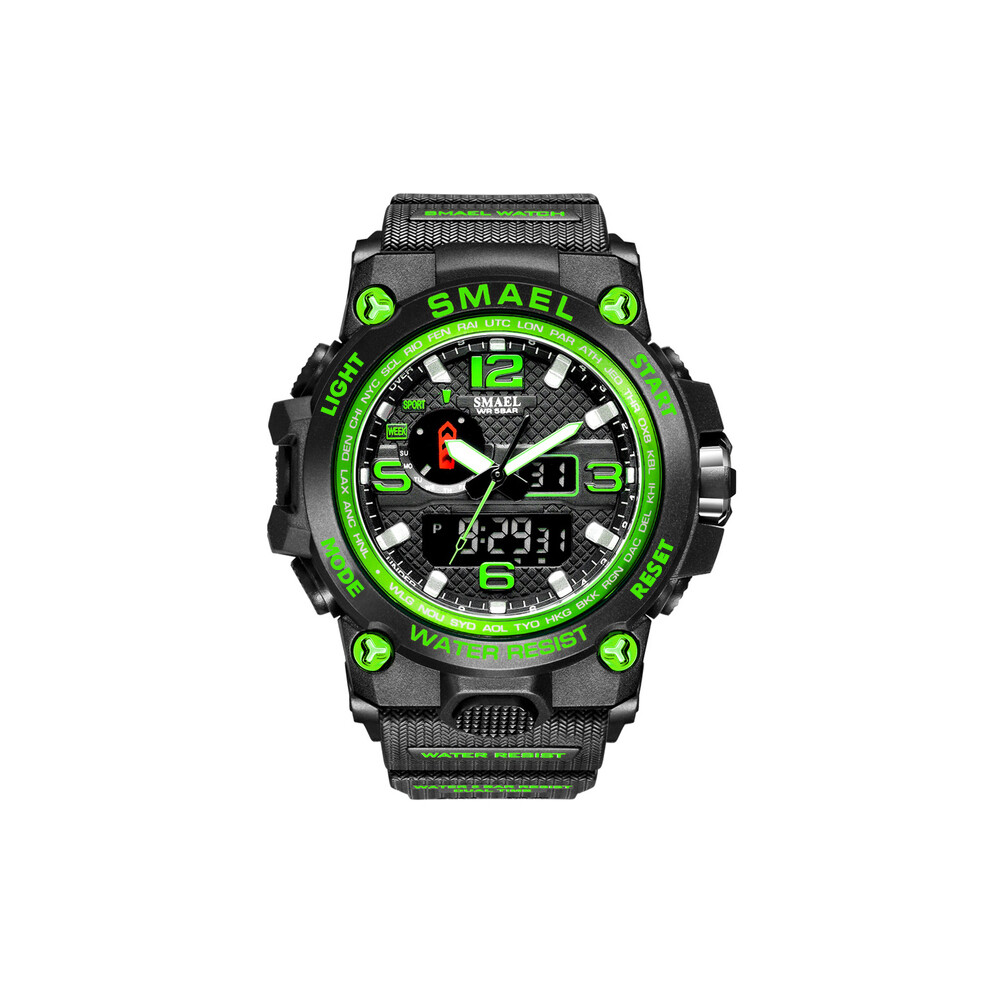 (Black Green) Men Sports Watches Dual Display Analog Digital LED Electronic Quartz Wristwatches Waterproof Swimming Military Watch-image-OPC-PG8WBVK-NEW