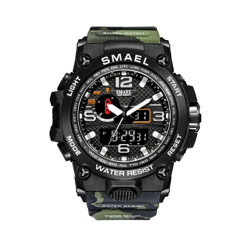 Maxpower (Camo Armygreen) Men Sports Watches Dual Display Analog Digital Led Electronic Quartz Wristwatches Waterproof Swimming Military Watch