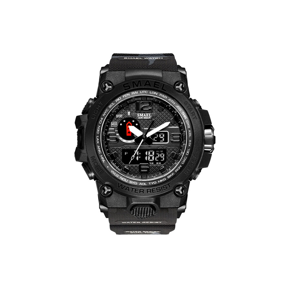Maxpower (Camo Black) Men Sports Watches Dual Display Analog Digital Led Electronic Quartz Wristwatches Waterproof Swimming Military Watch
