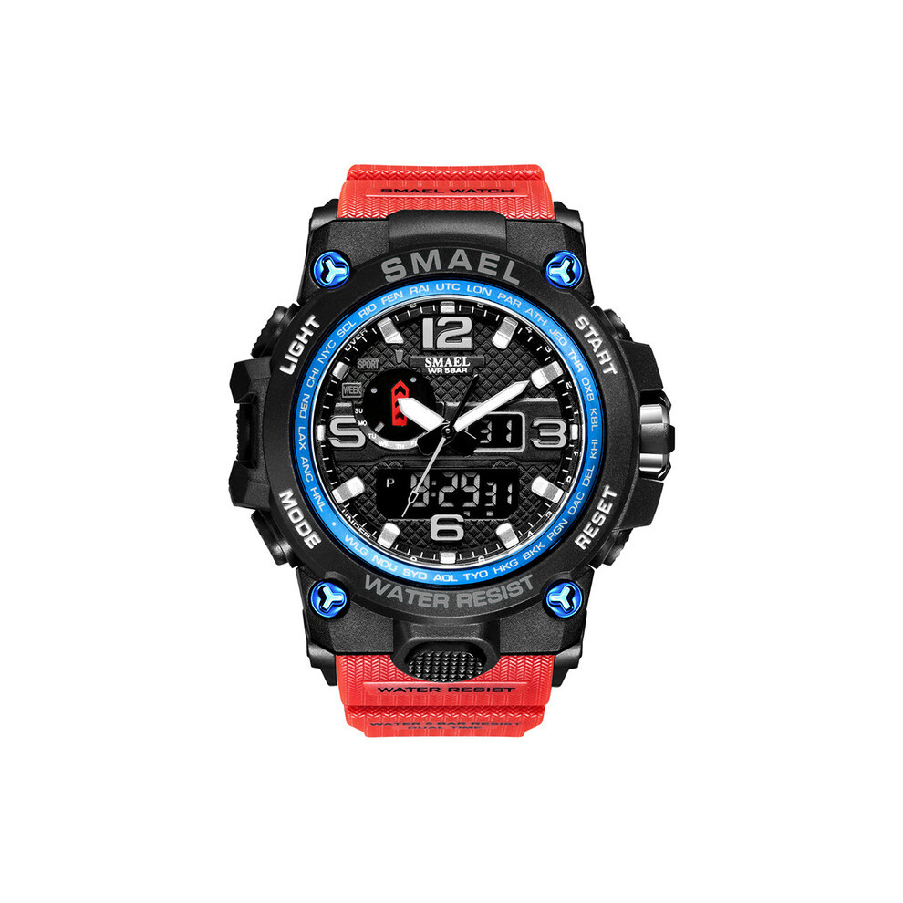 Maxpower (Red Blue) Men Sports Watches Dual Display Analog Digital Led Electronic Quartz Wristwatches Waterproof Swimming Military Watch