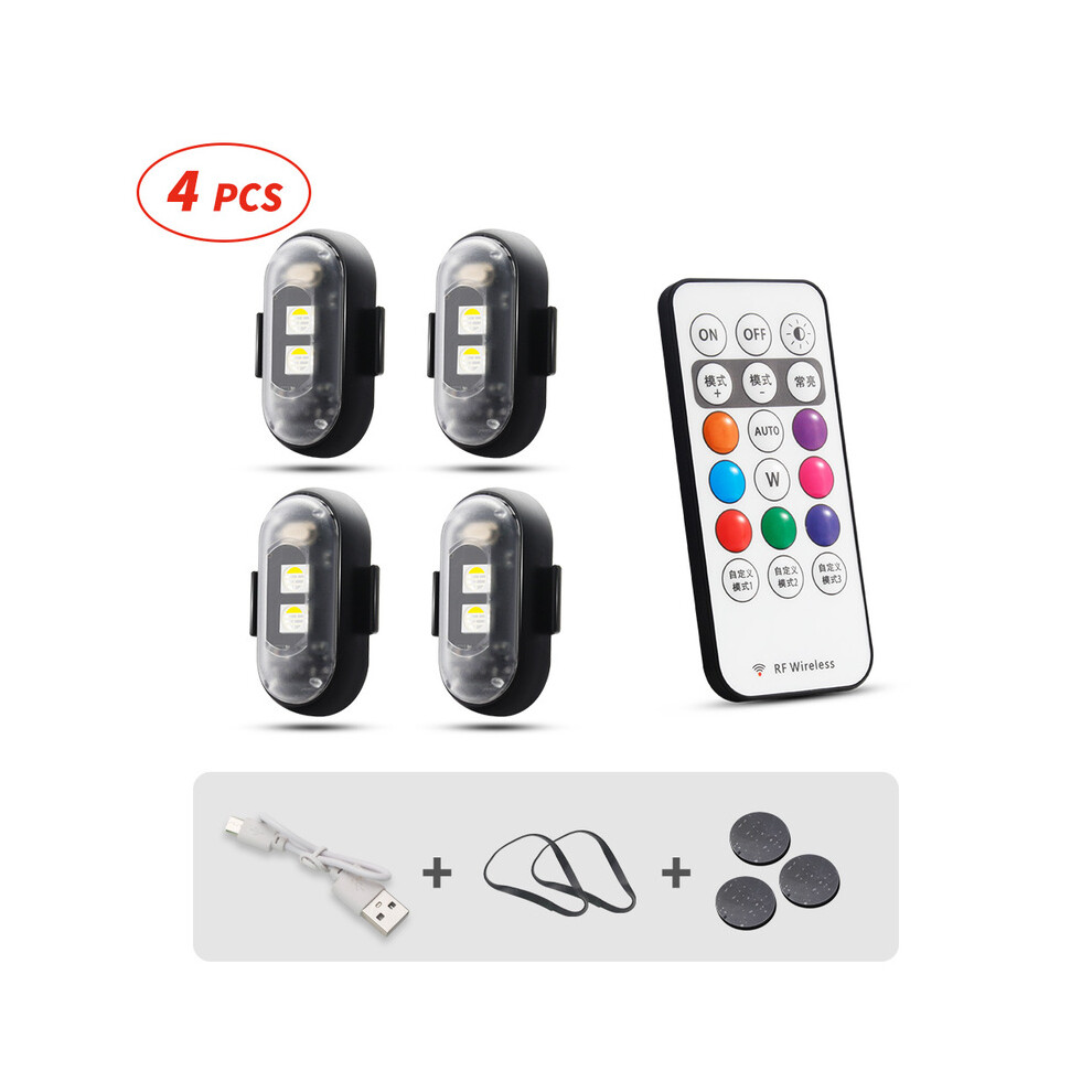 (4Pcs) Rgb Led Aircraft Strobe S Motorcycle S Led Flash Position Wireless Aircraft Airplane Helicopter Warning Light 9190758827514