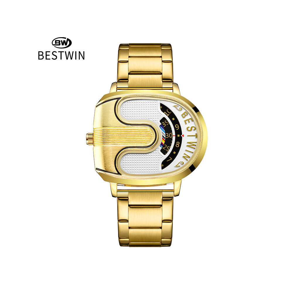 Maxpower (Gold White) Luxury Original Men Watches Sports Golden Quartz Gold Men's Wrist Watches Steel Waterproof Watches For Mens Relogio Masculino White,Gold