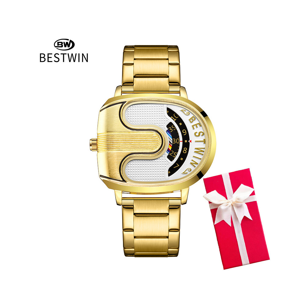 Maxpower (Gold White Box) Luxury Original Men Watches Sports Golden Quartz Gold Men's Wrist Watches Steel Waterproof Watches For Mens Relogio Masculino White,Gold