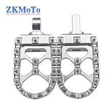 (Silver) Golden MX Offroad Foot Pegs Motorcycle Wide Fat Footrests Bobber Chopper For Harley Dyna Fatboy Wide Glide Sportster Iron