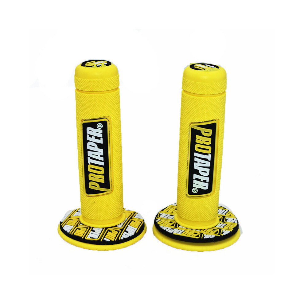 Maxpower ( A) Handle Grip Pro Taper Motorcycle High Quality Protaper Dirt Pit Bike Motocross 7/8" Handlebar Rubber Gel Hand Grips Brake Yellow