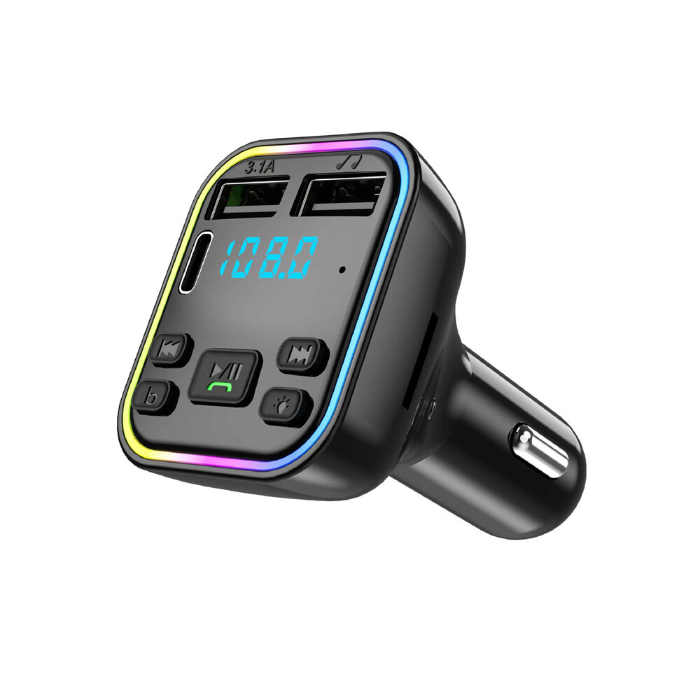 Maxpower (FM Transmitters) Car Bluetooth 5.0 FM Transmitter PD Type-C Dual USB 3.1A Fast Charger Wireless Handsfree Audio Receiver Car MP3 Player Modulator