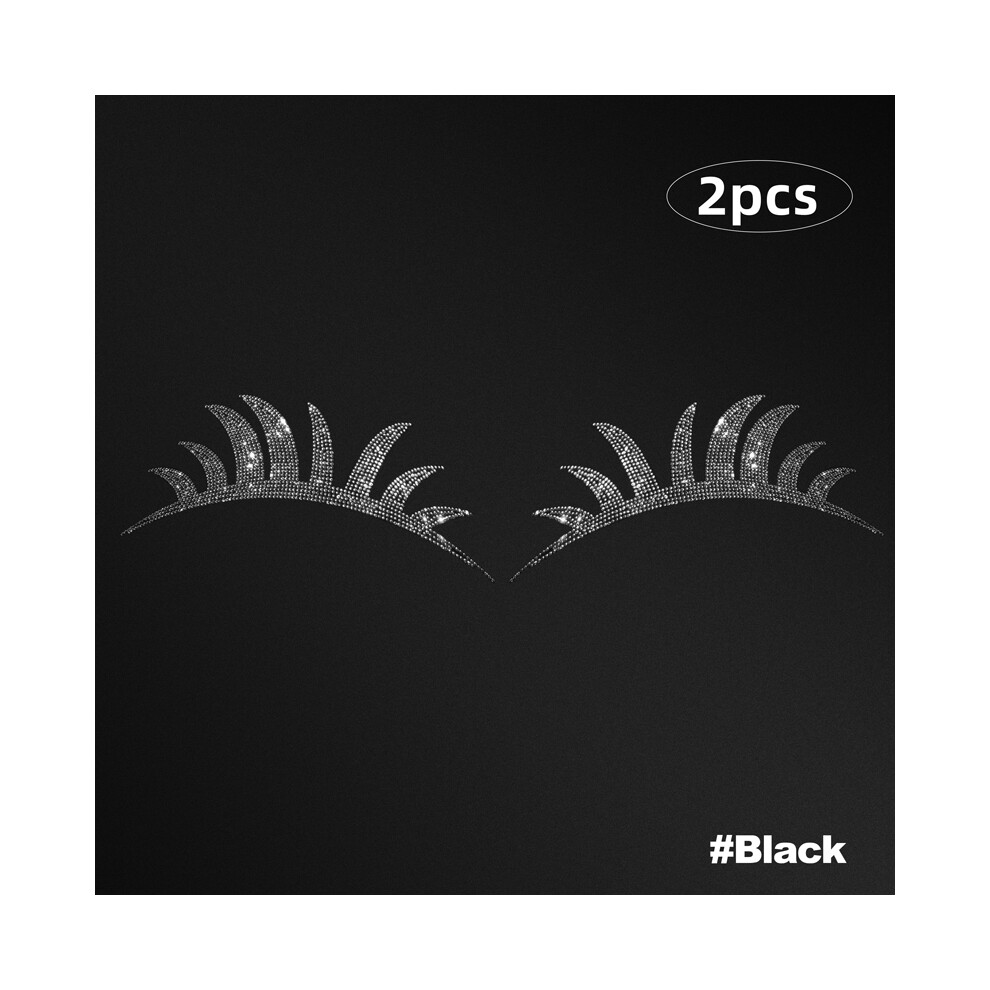 Maxpower (Black) 2Pcs Bling Car Headlight Eyelashes Stickers Fake Eyelash Decal Decoration Car Accessories For Vehicle Body Sticker Windshield