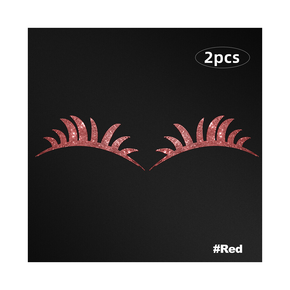 Maxpower (Red) 2Pcs Bling Car Headlight Eyelashes Stickers Fake Eyelash Decal Decoration Car Accessories For Vehicle Body Sticker Windshield