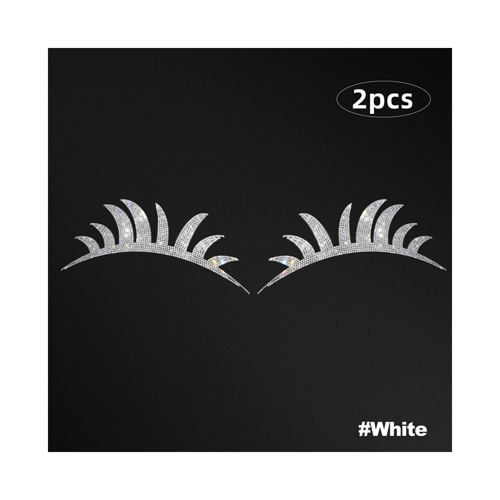 Maxpower (White) 2Pcs Bling Car Headlight Eyelashes Stickers Fake Eyelash Decal Decoration Car Accessories For Vehicle Body Sticker Windshield