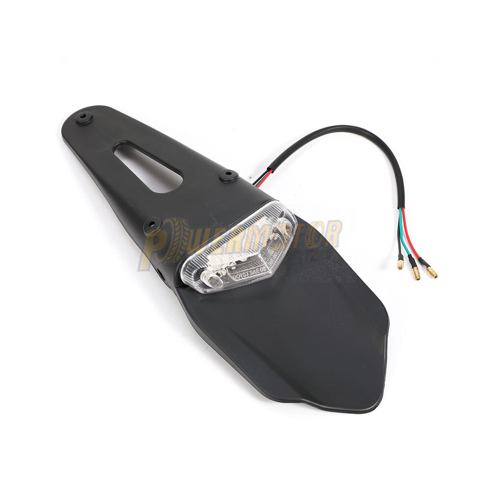 Maxpower ( And ) Motorcycle Rear Fender Tail Dirt Bike 12V Led Tail Brake Stop License Plate Lamp For Trail Supermoto Motocross White/Black/Light