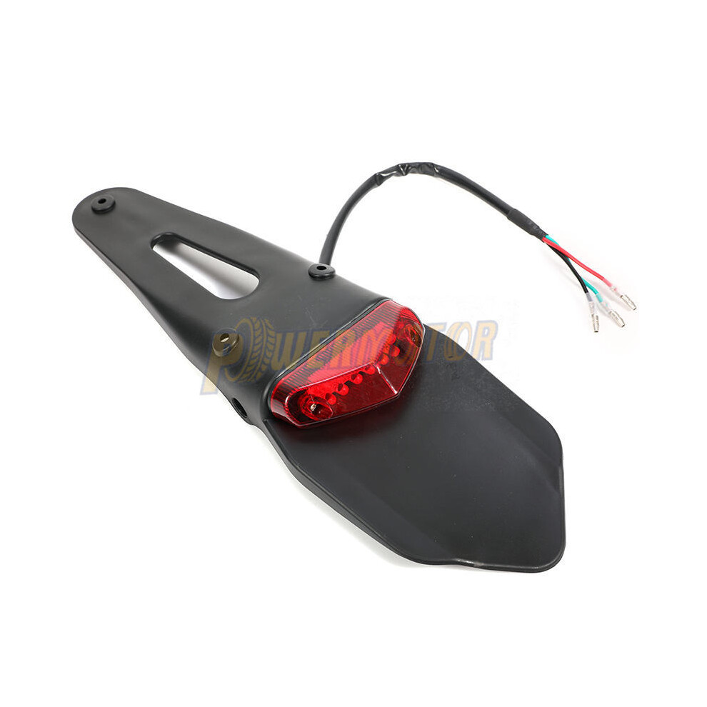 Maxpower ( And ) Motorcycle Rear Fender Tail Dirt Bike 12V Led Tail Brake Stop License Plate Lamp For Trail Supermoto Motocross Black/Red/Light