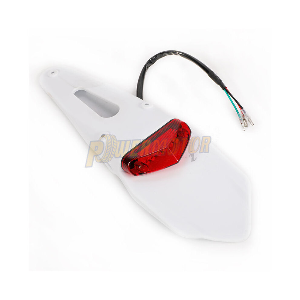 Maxpower () Motorcycle Rear Fender Tail Dirt Bike 12V Led Tail Brake Stop License Plate Lamp For Trail Supermoto Motocross White/Light
