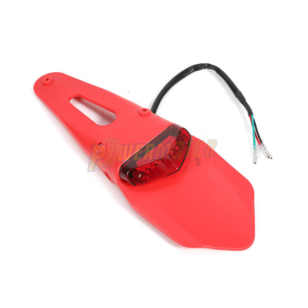 Maxpower () Motorcycle Rear Fender Tail Dirt Bike 12V Led Tail Brake Stop License Plate Lamp For Trail Supermoto Motocross Red/Light