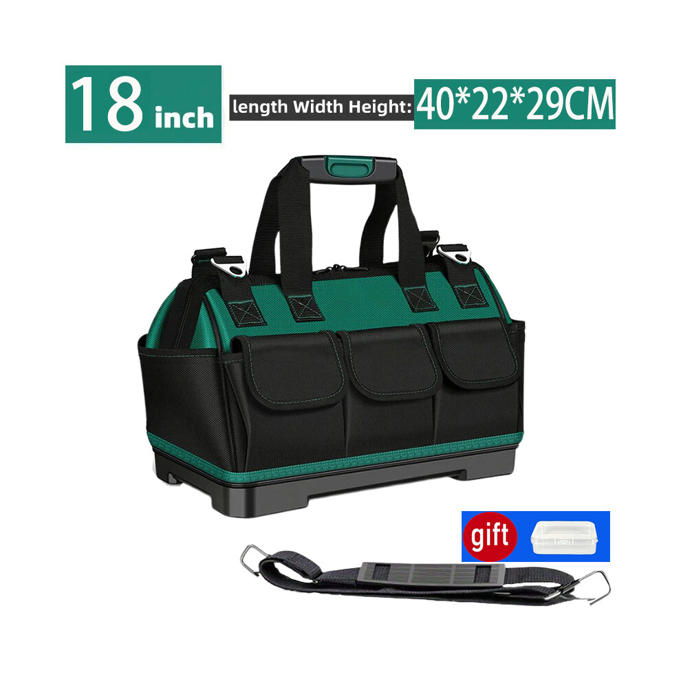 (18 Inch Rubber) Upgrade Heighten Large Capacity Tool Bag Thickened 1680D Oxford Waterproofed Wear-Resistant Electrician Storage Toolkit 9190758823066