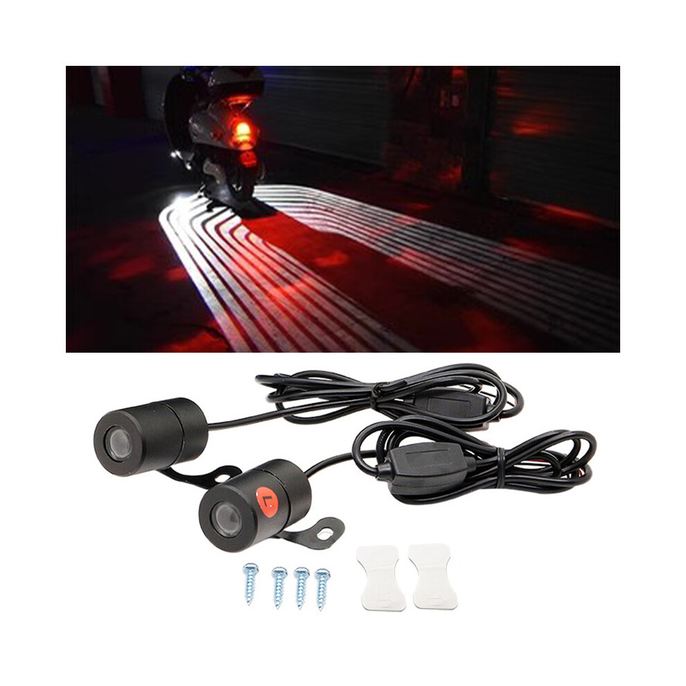 (White) Motorcycle Car Projector Angel Wing Led Lamps Modified Moto Tail Lights Carpet Underglow Welcome Brake Taillights Bulbs White 9190758821390