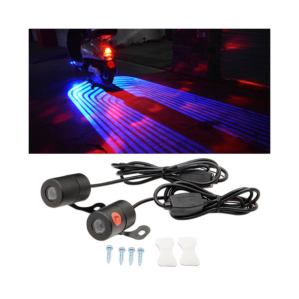(Blue) Motorcycle Car Projector Angel Wing Led Lamps Modified Moto Tail Lights Carpet Underglow Welcome Brake Taillights Bulbs Blue 9190758821376