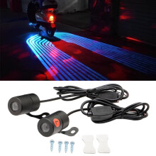 (Sky blue) Motorcycle Car Projector Angel Wing LED Lamps Modified Moto Tail Lights Carpet Underglow Welcome Brake Taillights Bulbs