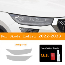 (22-23 Transparent) 1Pair For Skoda Kodiaq 2016-Present Car Headlight Protective Film Protection Tint Black Transparent TPU Stickers Auto Accessorie