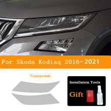 (16-21Transparent) 1Pair For Skoda Kodiaq 2016-Present Car Headlight Protective Film Protection Tint Black Transparent TPU Stickers Auto Accessorie