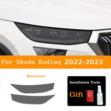 (22-23 Blackened) 1Pair For Skoda Kodiaq 2016-Present Car Headlight Protective Film Protection Tint Black Transparent TPU Stickers Auto Accessorie