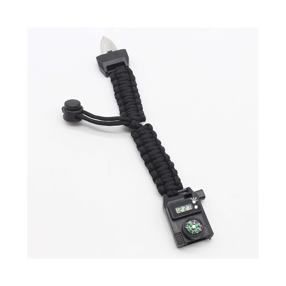 Maxpower (Black) Multi-Function 7-In-1 Survival Bracelet Men Women Outdoor Camping Hiking Rescue Emergency Paracord Bangles Compass Whistle Black