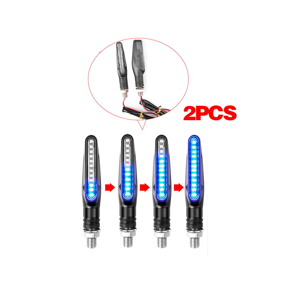 Maxpower (Blue) 2Pcs Motorcycle Turn Signals Light 12V Led Tail Flasher Flowing Water Blinker Ip68 Bendable Motorcycle Flashing Lights
