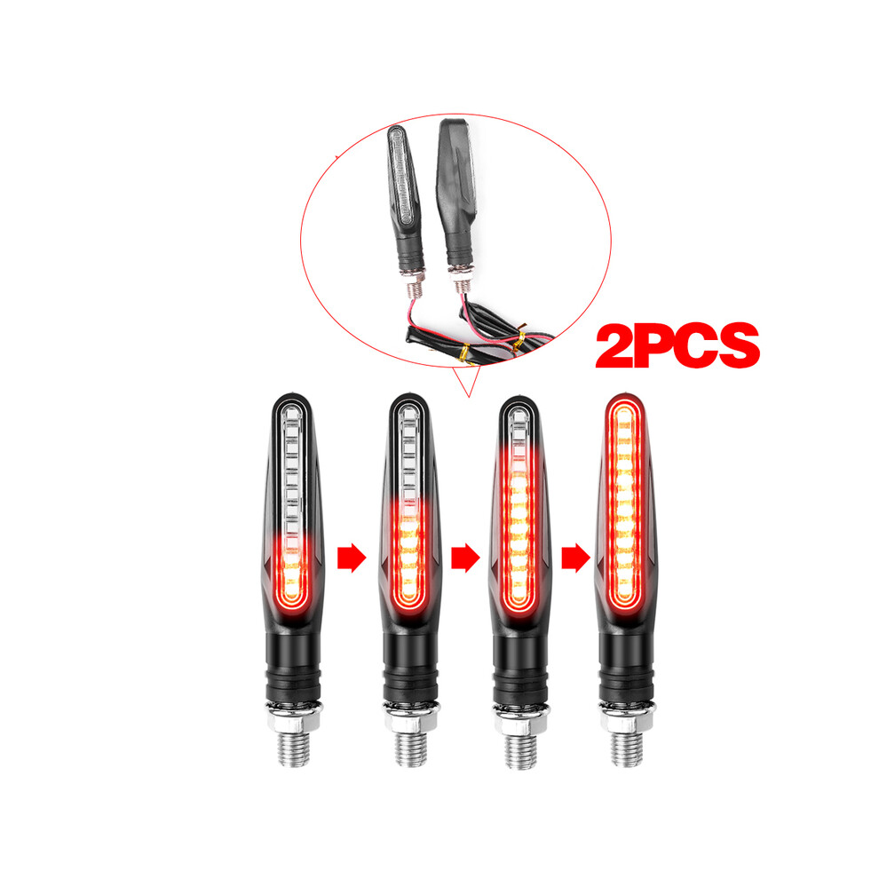 Maxpower (Red) 2Pcs Motorcycle Turn Signals Light 12V Led Tail Flasher Flowing Water Blinker Ip68 Bendable Motorcycle Flashing Lights