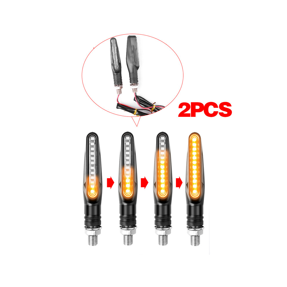 Maxpower (Yellow) 2Pcs Motorcycle Turn Signals Light 12V Led Tail Flasher Flowing Water Blinker Ip68 Bendable Motorcycle Flashing Lights
