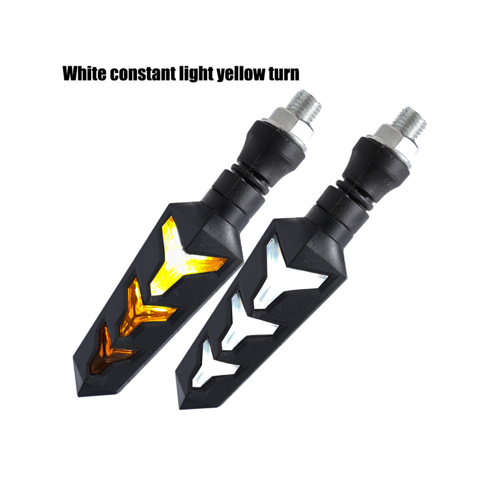 Maxpower (Yellow White) Universal Motorcycle Led Turn Signal Lamp Flowing Water Blinker Flashing Lights Bendable Motorcycle Tail Flasher Indicator