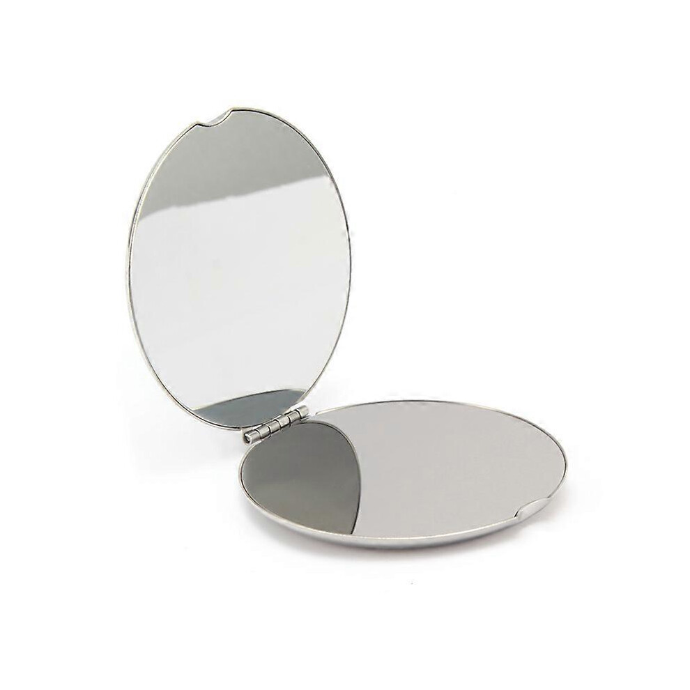 Silver (As Show, One Size) Makeup Mirror Handheld Pocket Mirror Stainless Steel Cosmetic Mirror 6.5X6.5cm (Silver)