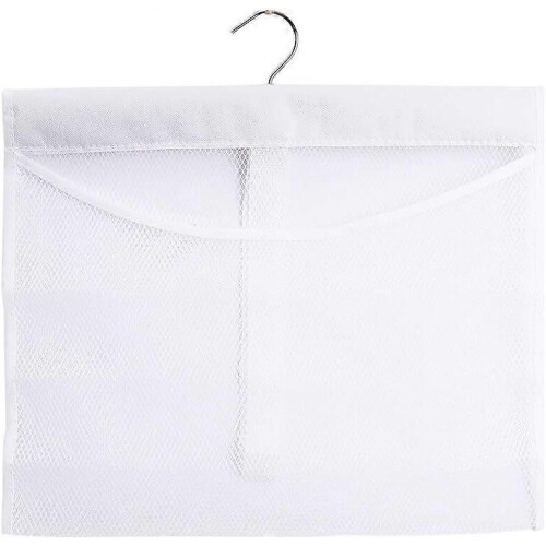 (As show, One size) Hanging Mesh Shower Pockets Colorful Bath Toy Organizer,White