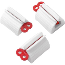 (As show, One size) 3pcs-Rolling Tube Toothpaste Squeezer Toothpaste Seat Holder Stand for Bathroom AccessoriesRed
