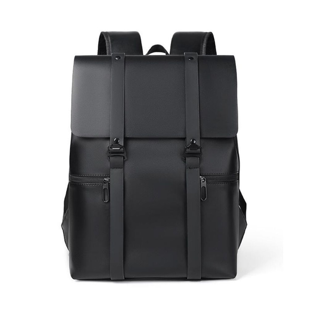 (black) Weixier Men&apos;s Pu Leather Waterproof Commuter Backpack With Large Capacity Students Business Lightweight Notebook Compatible Dual Shoulder Straps