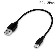 (Black 0.2M, One size) 2 Pieces Short 20cm USB-C USB 2.0 Type C male to 2.0 type A male data charge cable cord